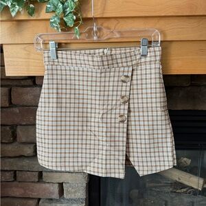 Dry Goods Originality Plaid Brown Button-Front Women's Skort Size Small